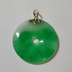 14k Green Jade Donut Pendant Necklace - Elegant Women’s Jewelry